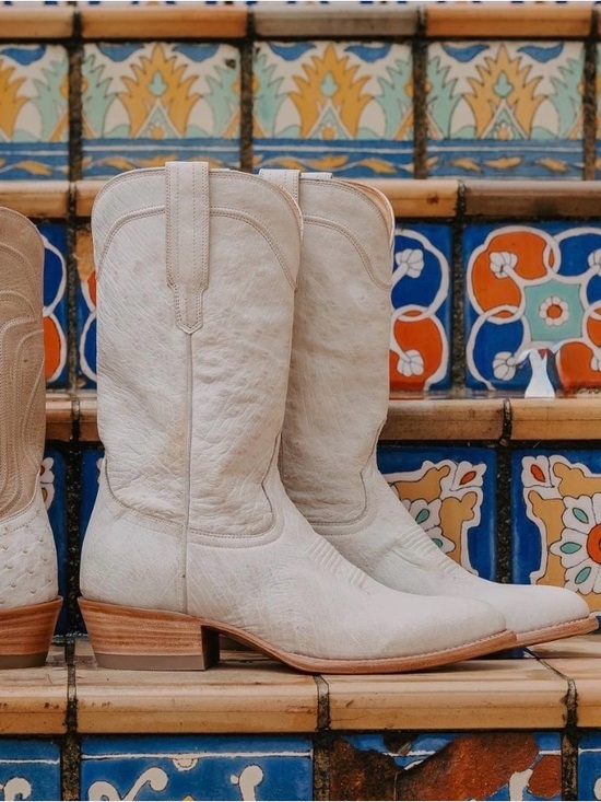 Tecovas Shoes - LIMITED RELEASE Tecovas Chloe Pearl Smooth Ostrich Cowgirl Boots